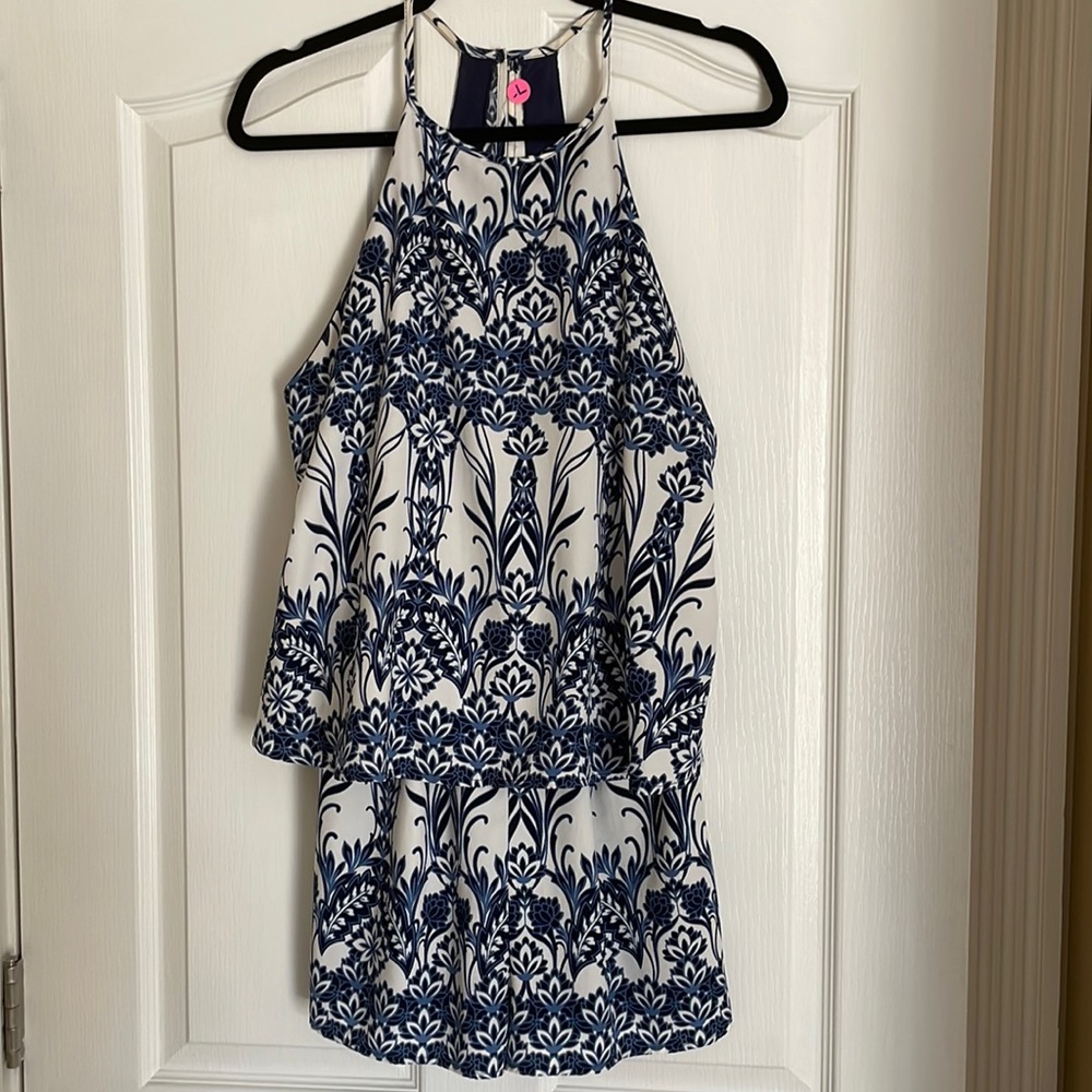 Women’s Blue and White Romper